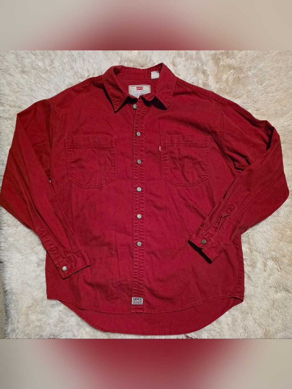 Vintage Levi's Men's Red Tab Casual Western Work Button-Down Red Shirt Sz. Large